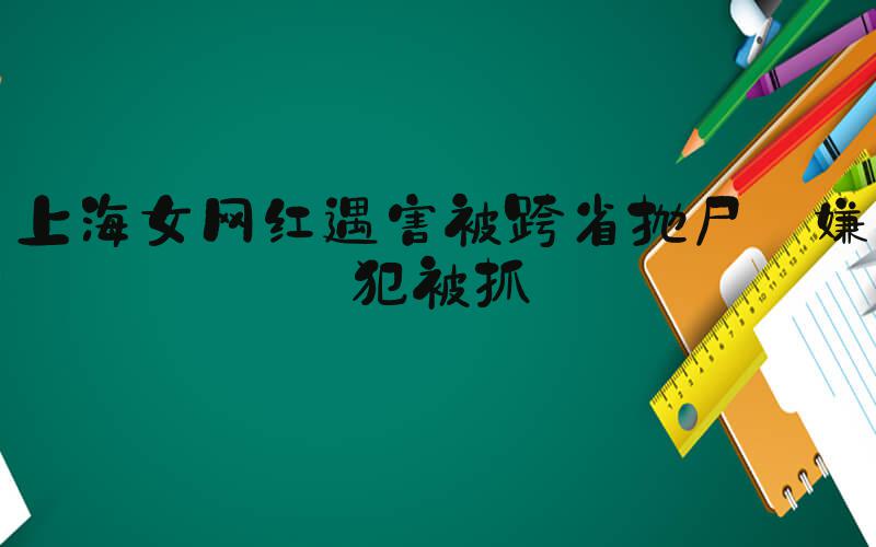 上海女网红遇害被跨省抛尸 嫌犯被抓